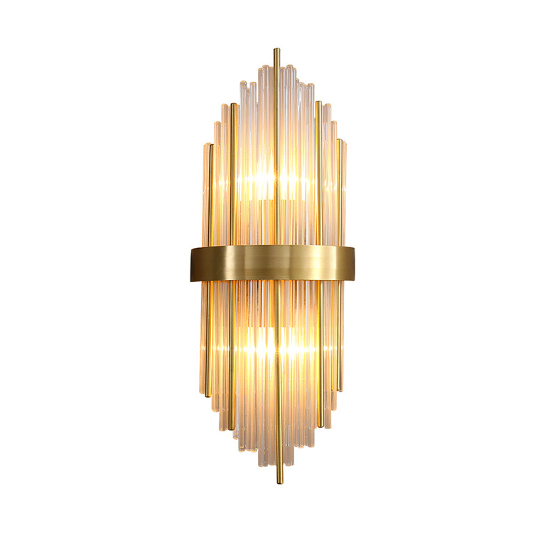 Насценнае бра Hitecdad Crystal Gold Элегантнае раскошнае люстраное люстранае асвятленне з матавай латуні Унутраны насценны свяцільня для спальні рэстарана ў холе