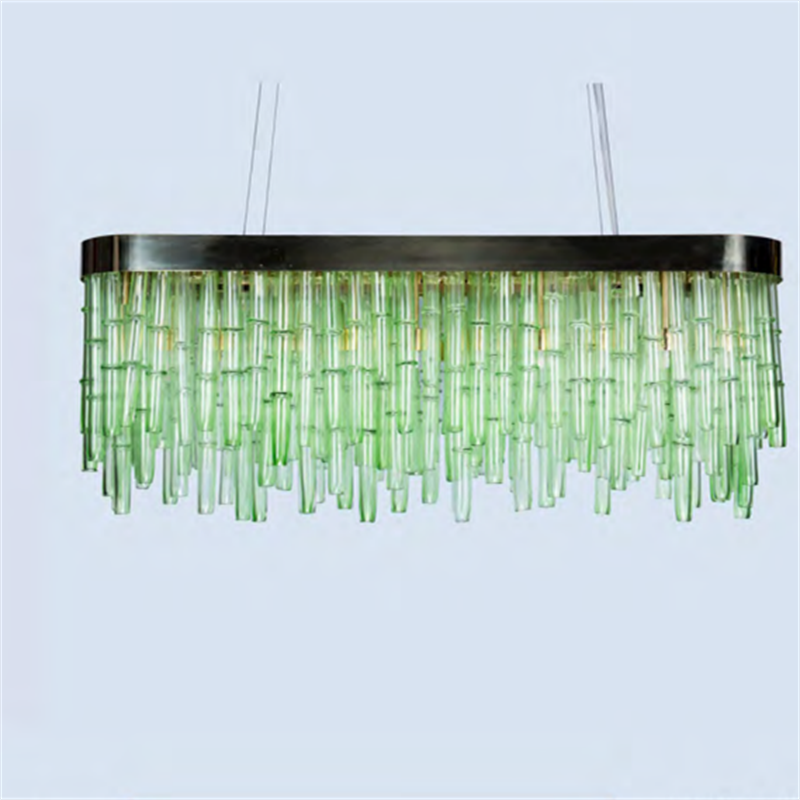 Stekleni lestenec v preddverju iz bambusa za ustvarjalno dnevno sobo