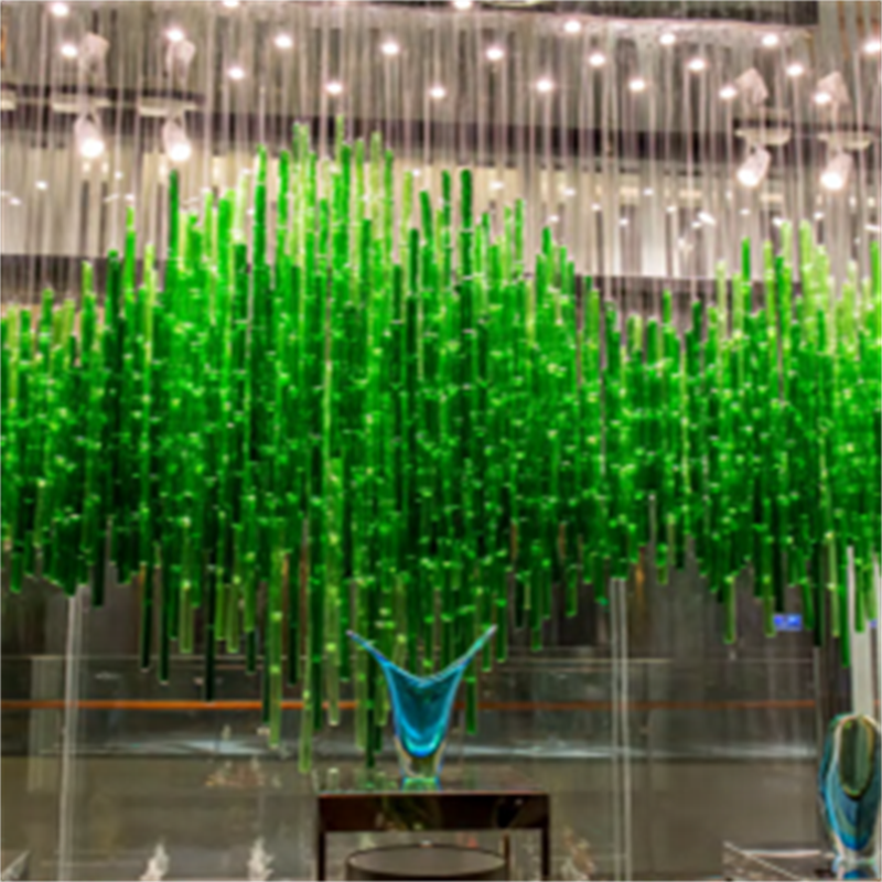 I-Creative Living Room Bamboo slub I-Glass Lobby Chandelier