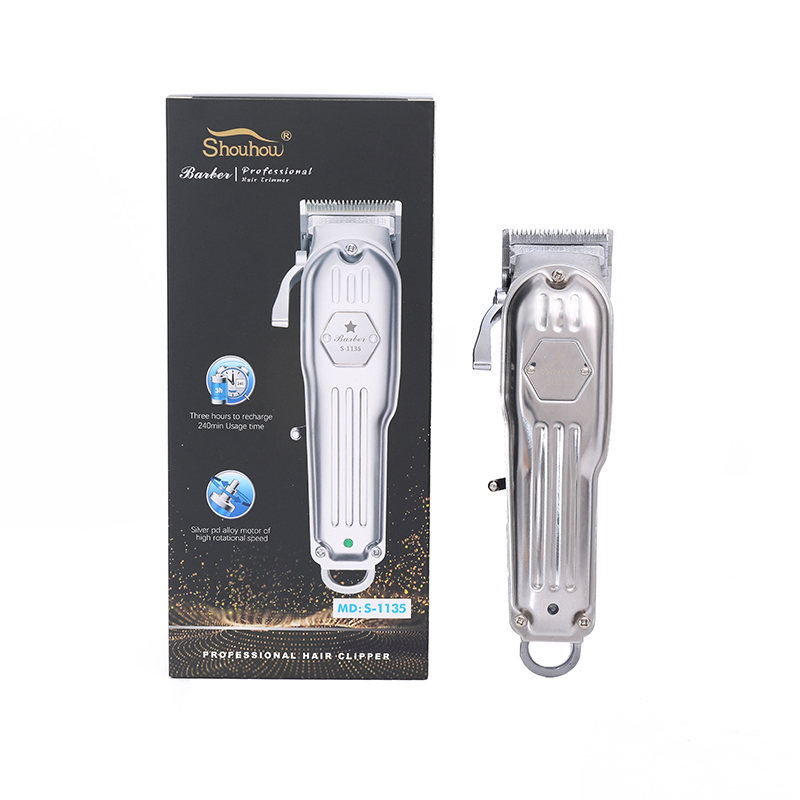 SHOUHOU 1135 440c Stainless Steel R yoboola pakati pa Mutu Wodula Eight Limit Combs Hair Cutter Overcharge and Over- discharge Protection Full Metal Body Hair Clipper