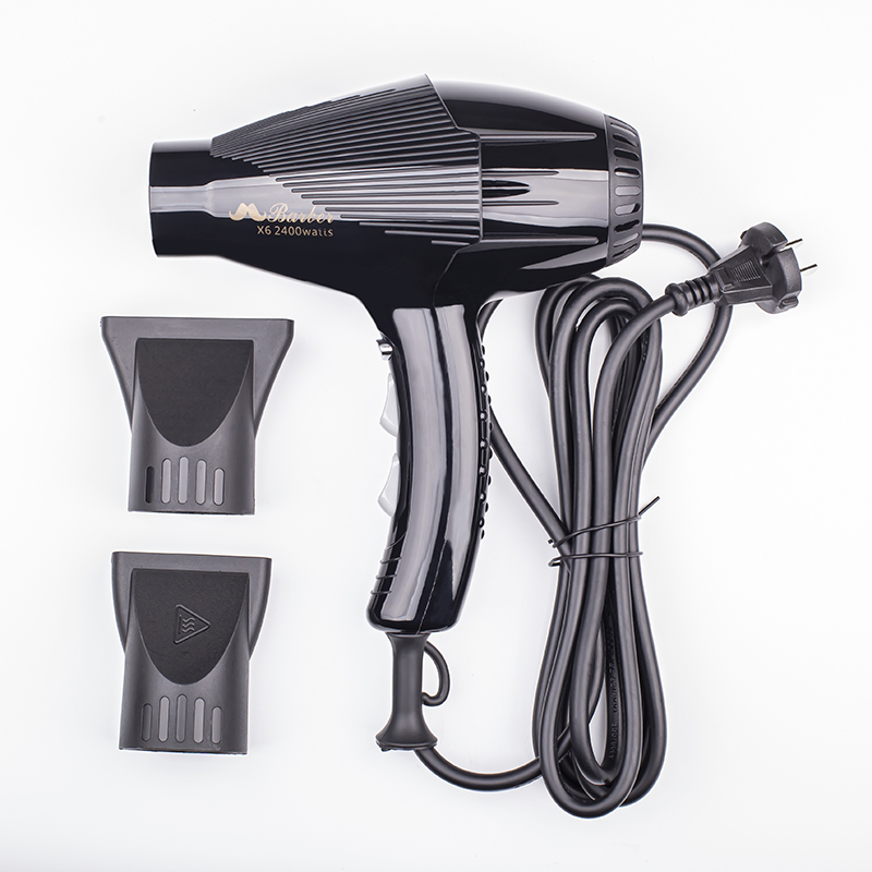 BABER X6 2400 Watts Professional Hair Dryer yokhala ndi Diffuser, Nozzle 2 Yotulutsa & Pochi Yoyenda -Black