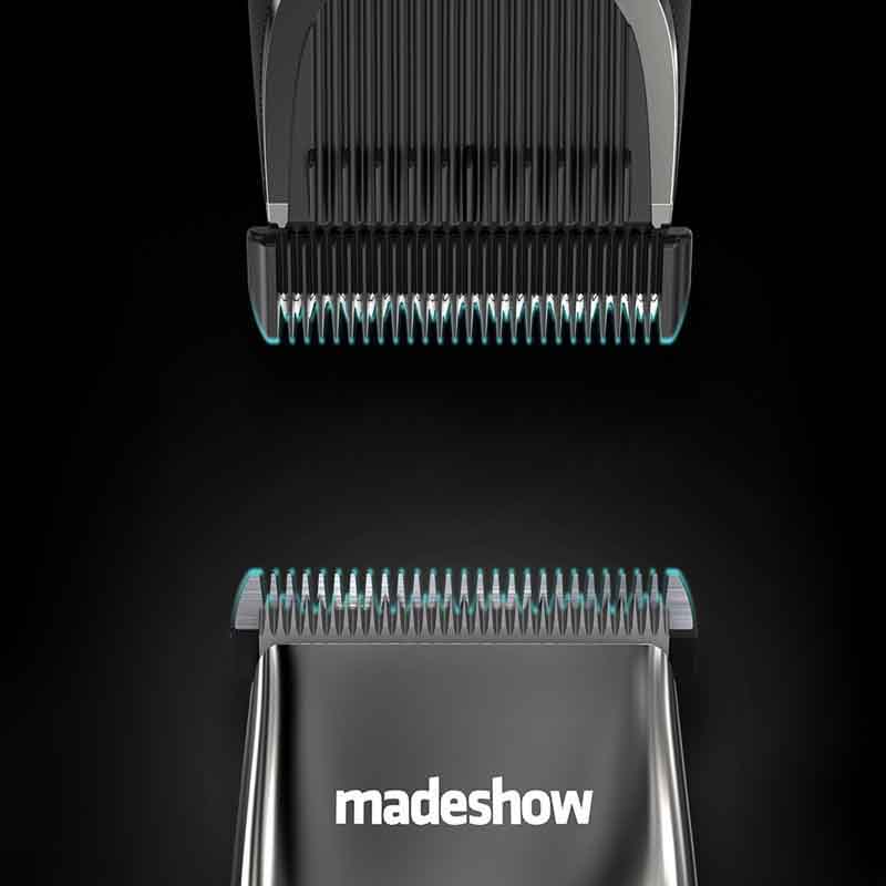 MadeShow M2+ Ọkachamara Mmanụ Isi Trimmer Electroplated metal body T-shaped steel Fixed Blade Titanium-plated Ceramic Moving Hair clipper