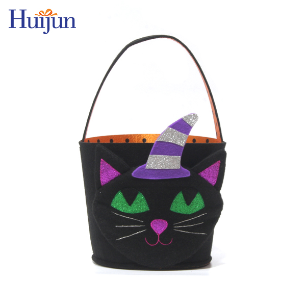 Factory Black Cat Halloween Bucket Trick or Treat Basket