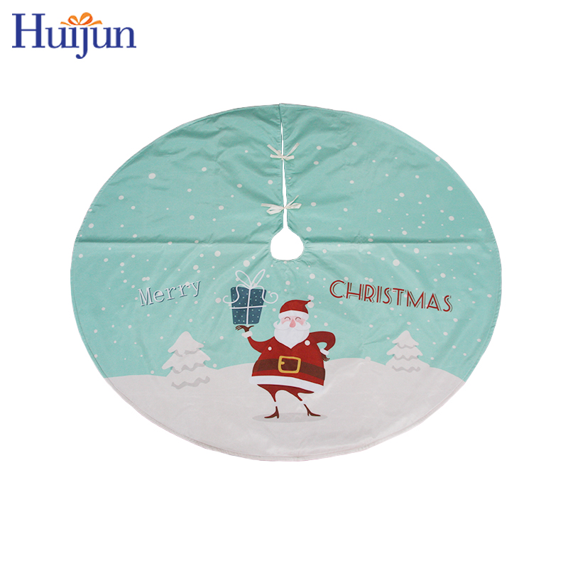 ຂາຍສົ່ງ Custom sublimation Merry Christmas Tree Decoration 45inch Santa Luxury Satin Tree Skirt Christmas Decoration