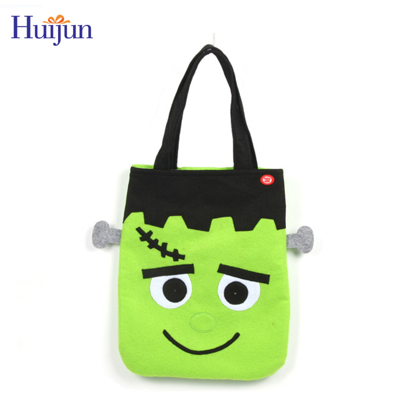 Wholesale Trick or Treat Portable Halloween Frankenstein Tote Bag Candy Holder Bag With Handle