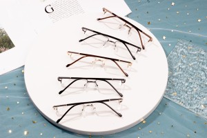 modne męskie metalowe okulary w kształcie diamentu