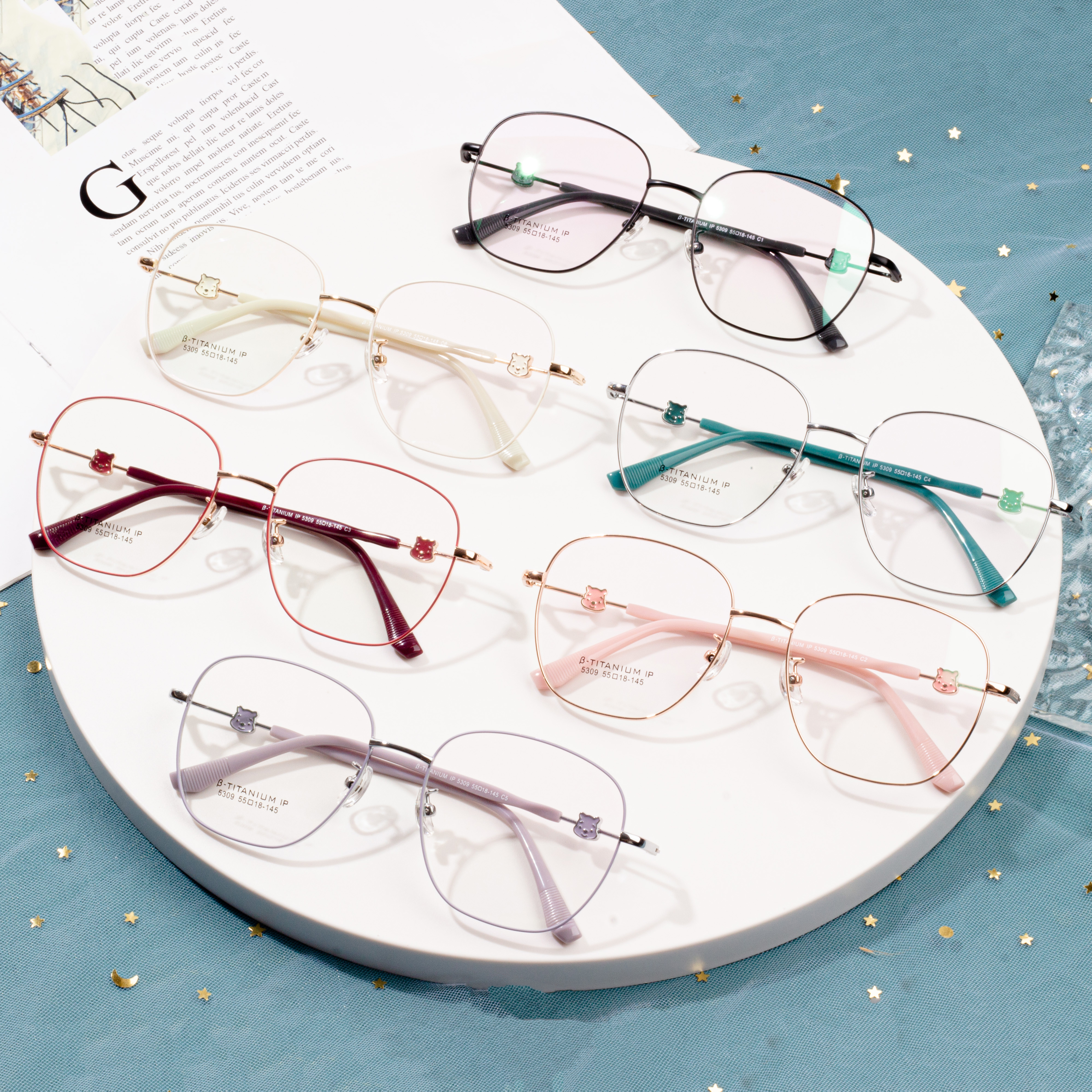 Marcos de gafas de lentes ópticas anti luz azul de titanio para mujer