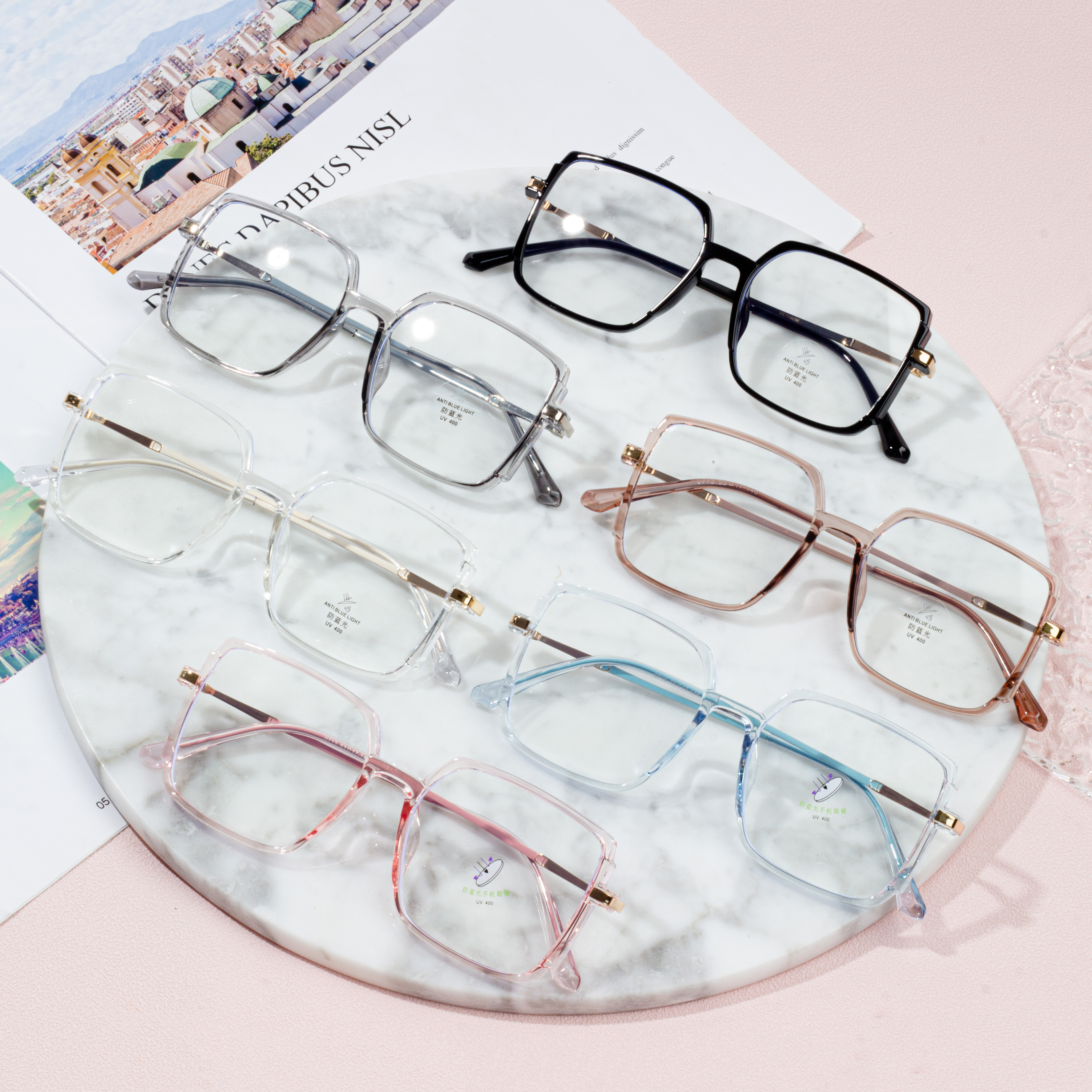 Klassiska fyrkantiga glasögonbågar Dam glasögon