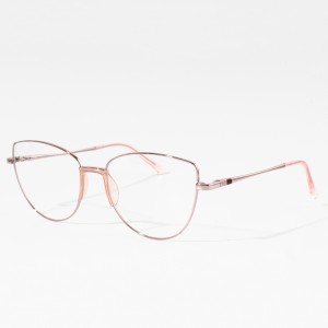 Grosir Kacamata Logam Oversize Bingkai Kacamata Optik Bulat Kanggo Wanita
