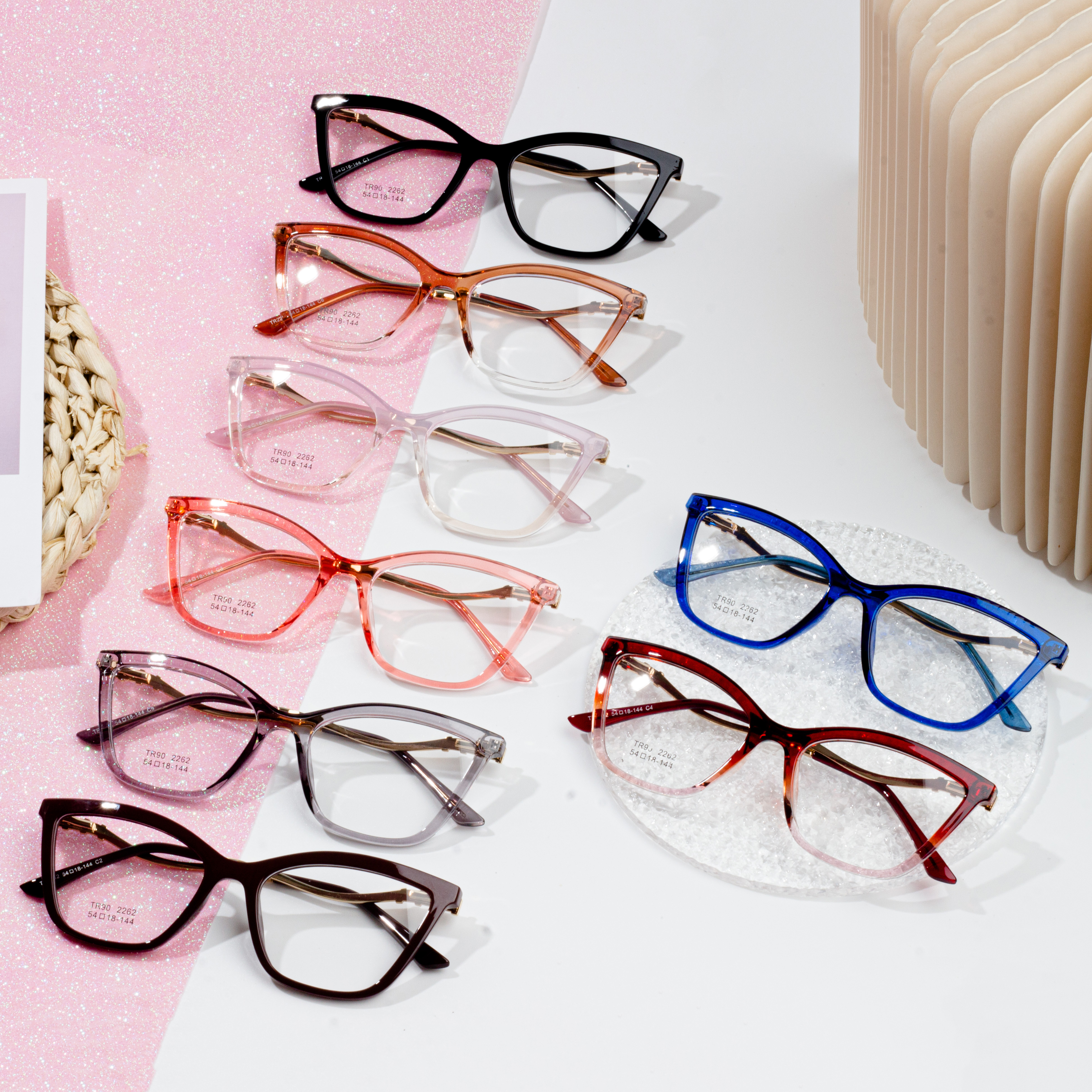 ლედი სათვალეები Cat Eye TR90 ჩარჩოები სათვალეები ქალის ჩარჩო