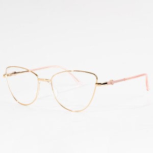 Óculos femininos com armação óptica de aço inoxidável leve