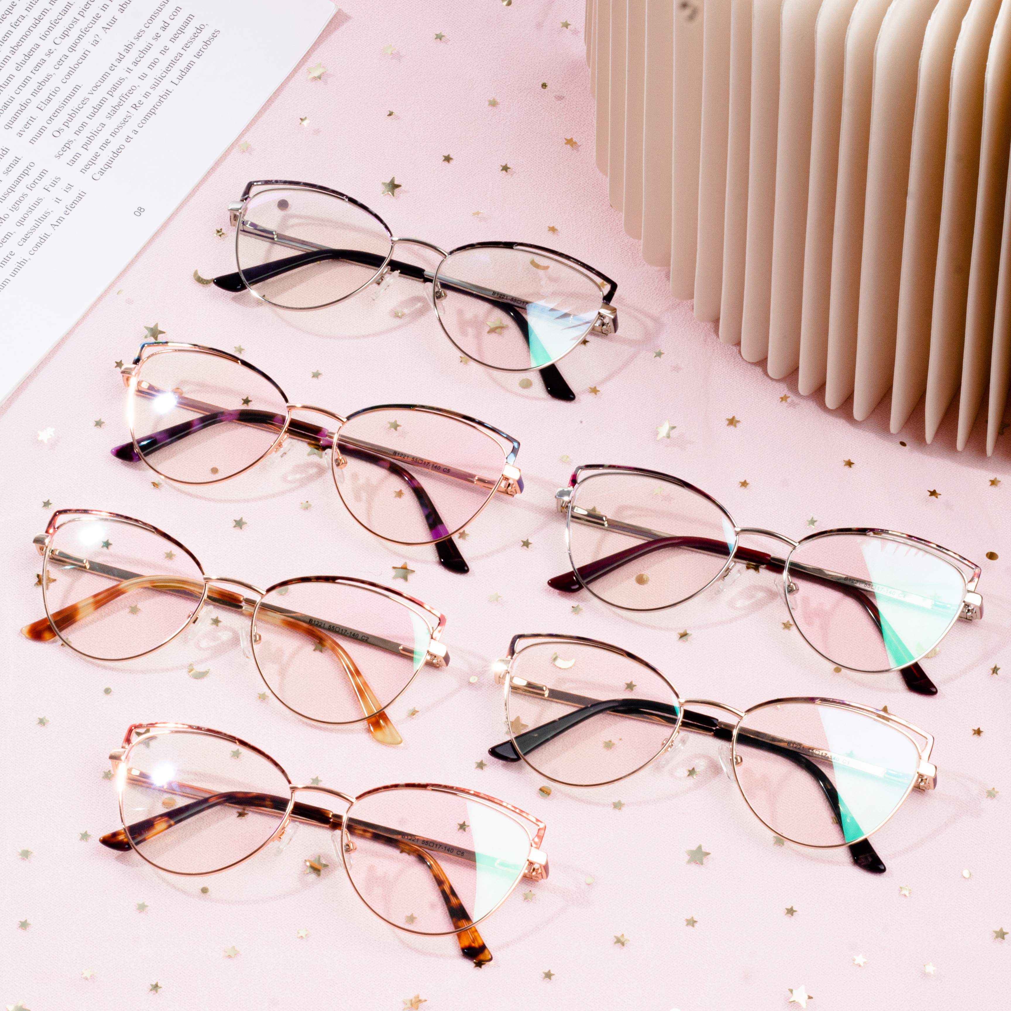 Anti Blue Ray Nuċċalijiet Metal Cat Eye Eyeglasses Frame