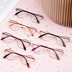 wanita logam mata kucing kacamata optik bingkai kacamata