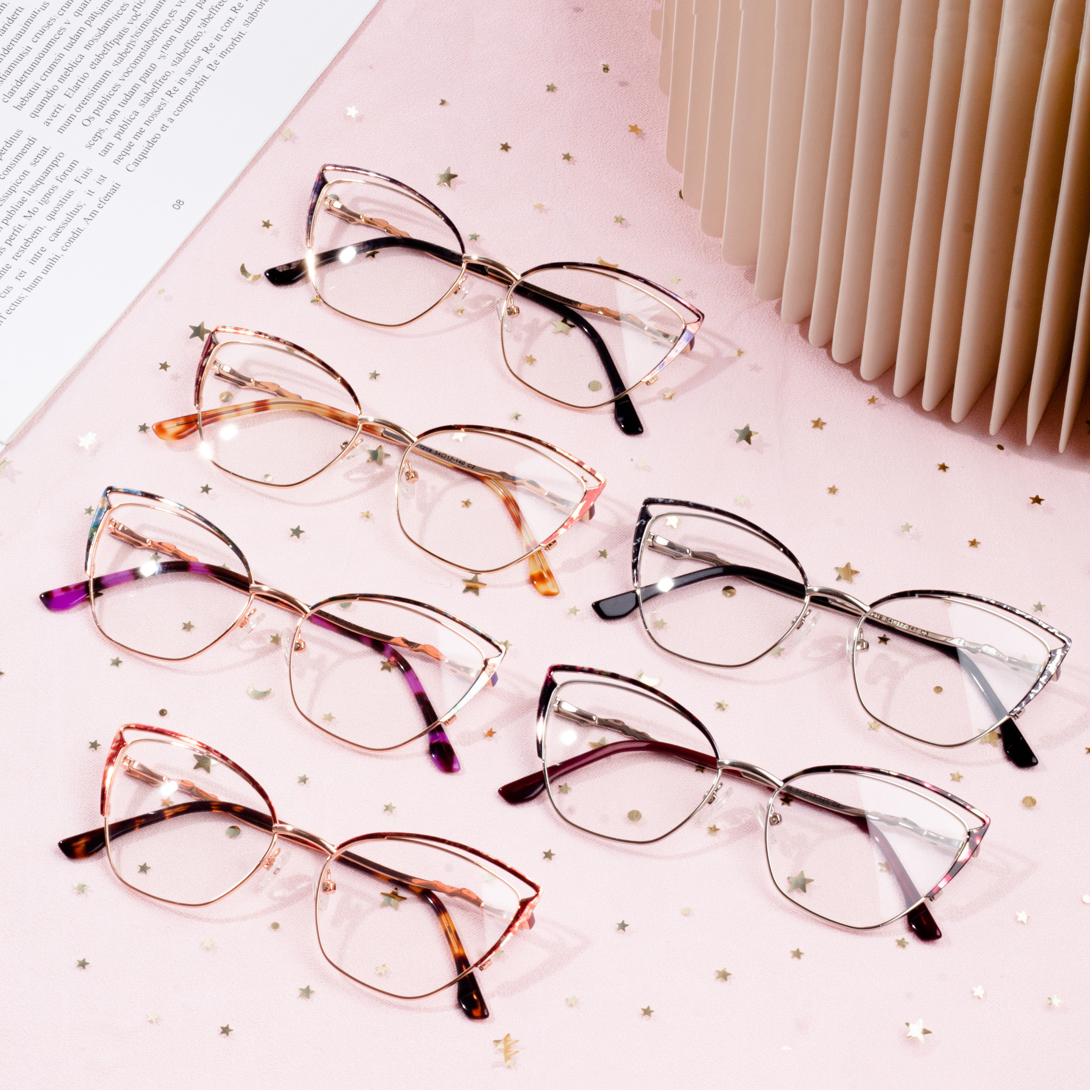 عینک چشم گربه ای فلزی عینک اپتیکال عینک زنانه