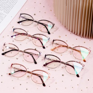 Trendiga Antiblått ljus Hett säljande Metal Cat Eye Optiska glasögonbågar
