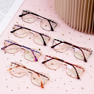 Kacamata logam mewah bingkai kacamata fashion kanggo bocah wadon