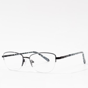 धातु फ्रेम चश्मा एंटी ब्लू लाइट ऑप्टिकल महिला आधा रिम चश्मा
