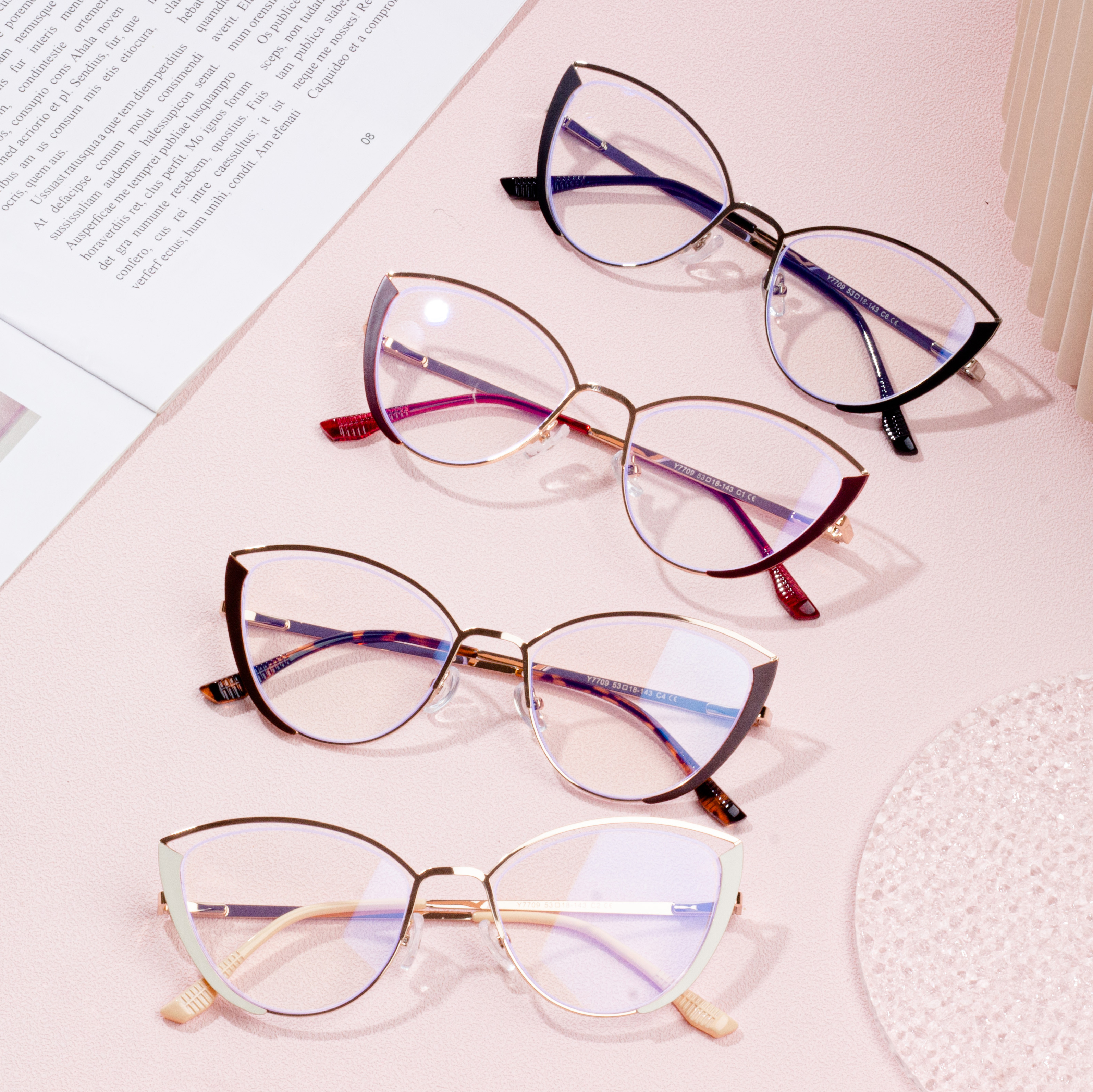 Innovativa metallglasögon ny designglasögon för damer