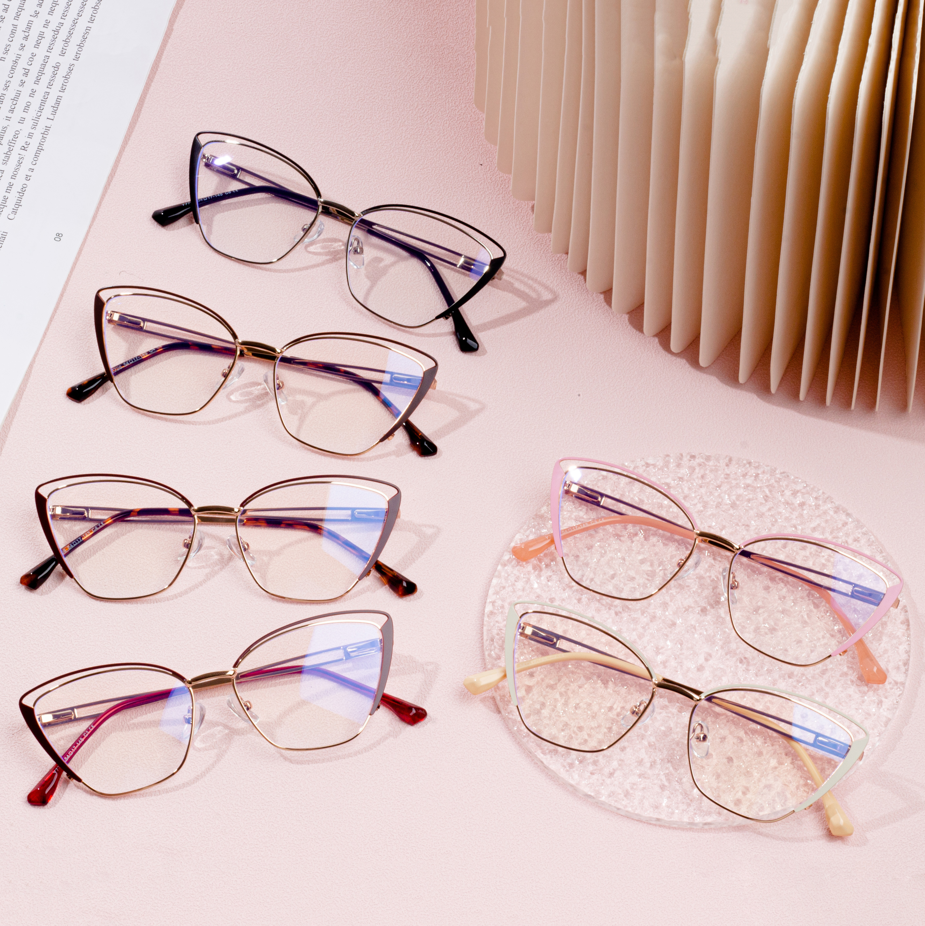 Syze metalike me kornizë optike për femra Syze me cilësi të lartë
