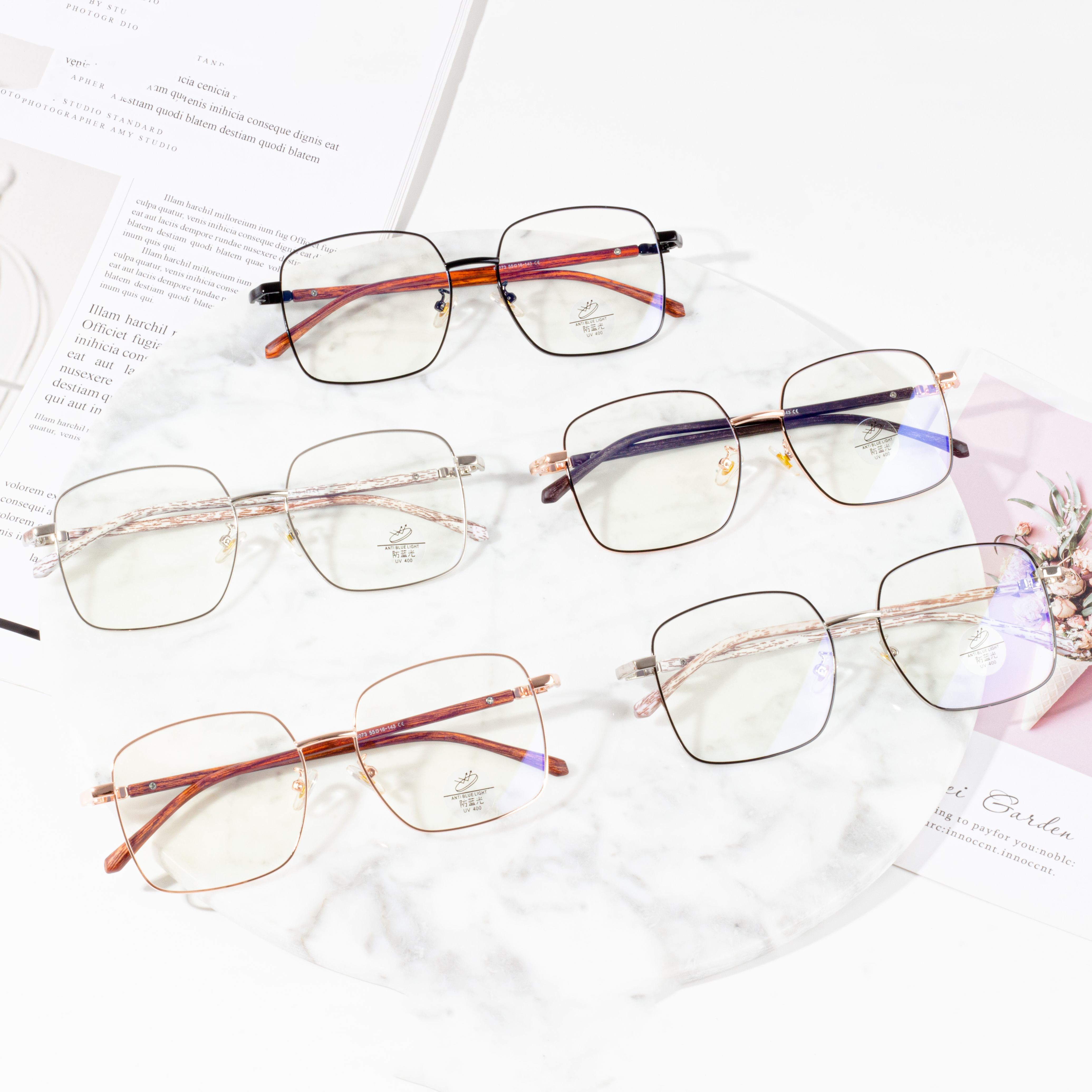قاب عینک نوری فلزی با لوگوی سفارشی برای زنان