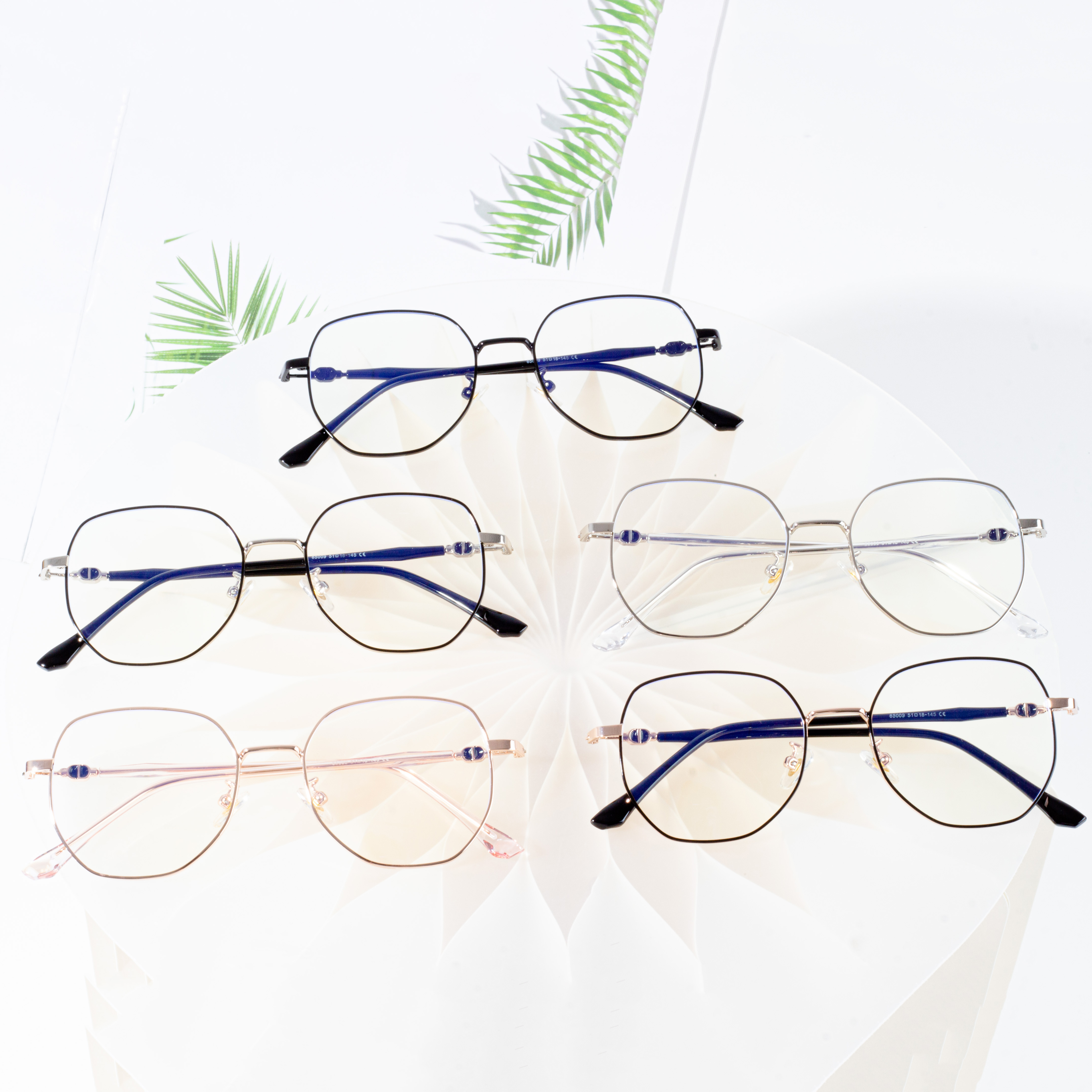 Montura de gafas de metal de moda para mujer óptica anti-azul