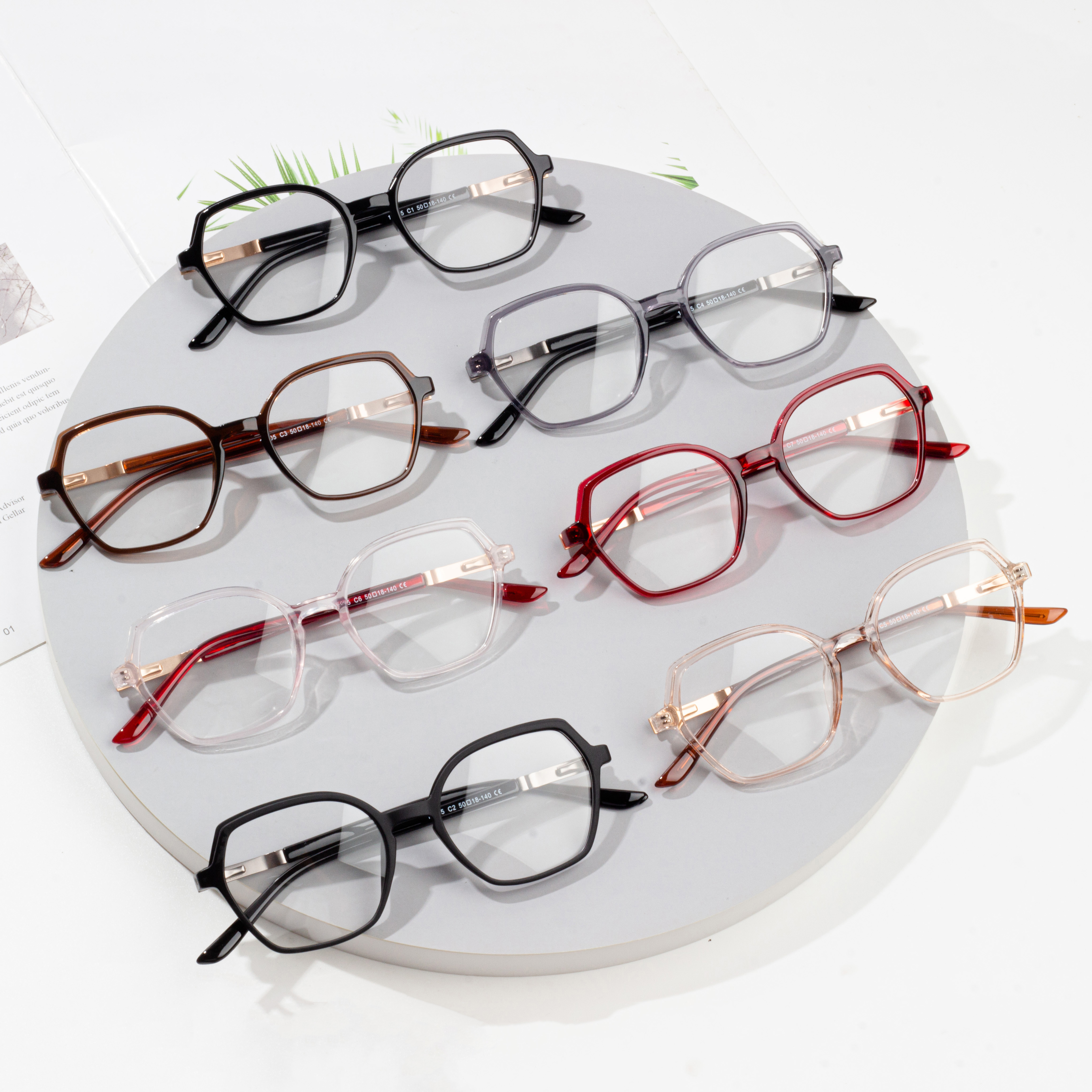 Transparenta Tr90 Bågar Optiska glasögon Klar lins Flexible Tr glasögon