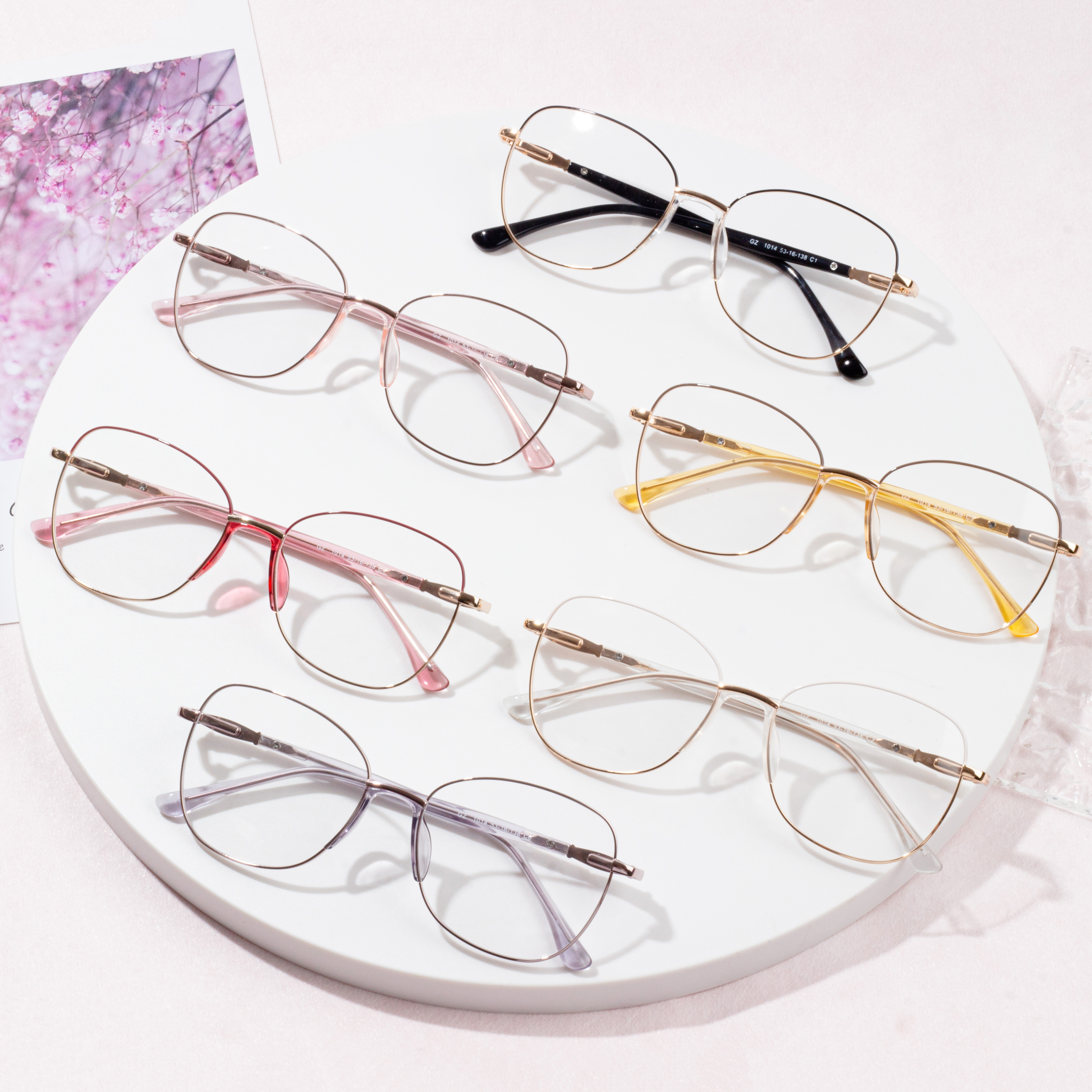 Mode metall glasögon optiska för kvinnor