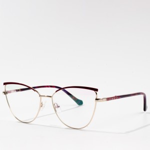 Mekhabiso e Ncha ea Feshene ea Cat Eye Metal Frames Optical Glasses