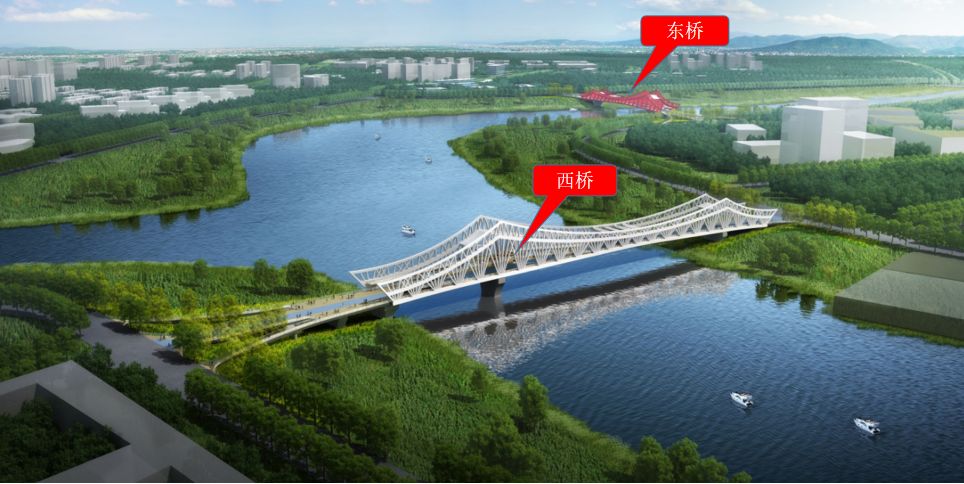 Quzhou Wisdom Island Landscape Steel structure Bridge project completed the main construction of the west bridge