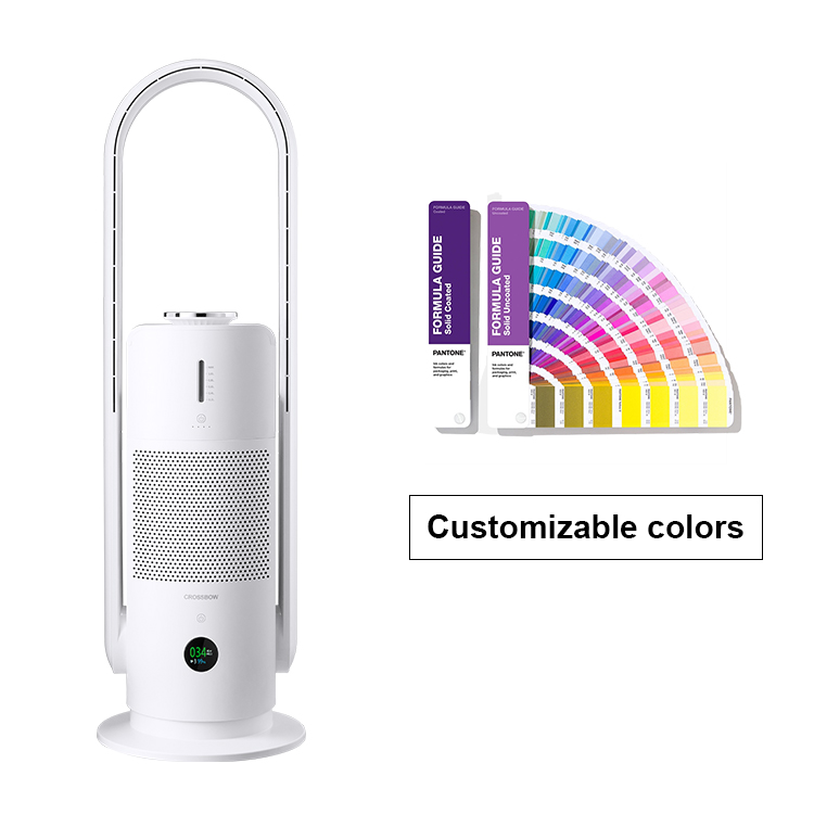 2 in 1 Air Purifier Humidifier Bladeless Fan WIFI Controlled Leafless Stand Fan For Indoor