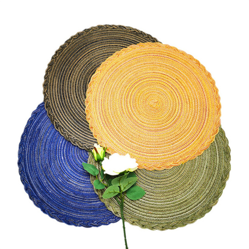 HLXM Cotton Yarn Indoor or Outdoor Braided Non-Slip, Heat- Resistant Round Place Mats. Featured Image