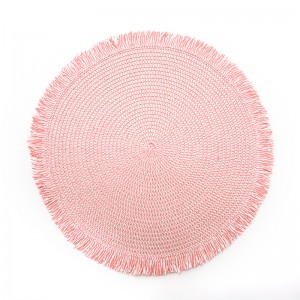 New Paper Yarn with fringes Indoor Or Outdoor Braided Non-Slip, Heat- Resistant Round Place Mats for Dining table.