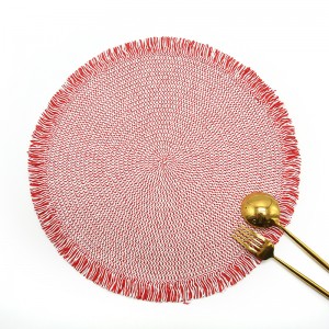 New Paper Yarn with fringes Indoor Or Outdoor Braided Non-Slip, Heat- Resistant Round Place Mats for Dining table.