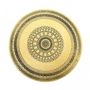 Paper Yarn with Printing Indoor Or Outdoor Braided Non-Slip, Heat- Resistant Round Place Mats for Dining Table.