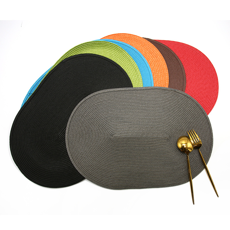 Popular Plastic Indoor Or Outdoor Braided Non-Slip, Heat- Resistant Oval Shap Place Mats for Dining Table. Featured Image