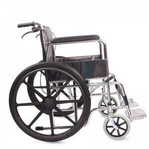 Razprodaja prenosnega invalidskega vozička Lahek zložljiv invalidski voziček z nihajno oporo za noge Ročni invalidski voziček