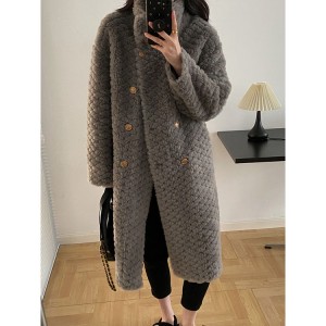 22P012 High Grade Woolen Fluffy Casual Fleece Jackets Lamb Fur Coat