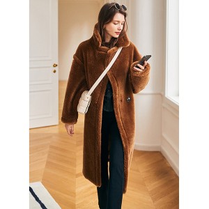 22T004 Fashion Girl Cloth Sheepskin Fur Apparel Cllasic Lamb Fur Coat