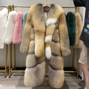 228FC033 Fox Fur Jacket Real Animal Fur Outerwear Luxury Winter Women Apparel Warm Fox Fur Coat For Women