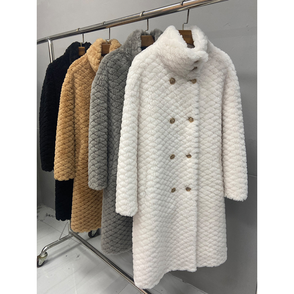 22P012 High Grade Woolen Fluffy Casual Fleece Jackets Lamb Fur Coat Featured Image