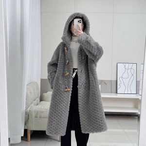 22P015 Pure Woollen Garment  Sheep Shearing Fur Garment Ladies Winter Coat