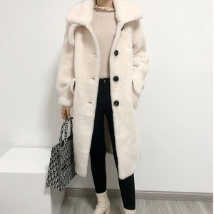 22T012 Pure Woollen Winter Overcoat Fleece Women Teddy Coat