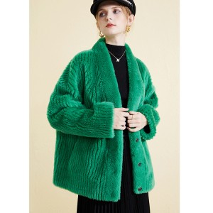 22J006 Women Composite Sheepskin Fur Wool Fur Coat