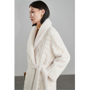 22J019 Luxury Open Front Bathrobe Sheepskin Overcoat Long Plush Coat