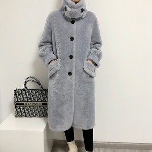 22T012 Pure Woollen Winter Overcoat Fleece Women Teddy Coat
