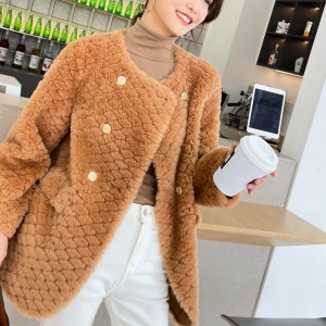 22P005 Wool Plush Coat Woolen Fluffy Casual Fleece Jackets