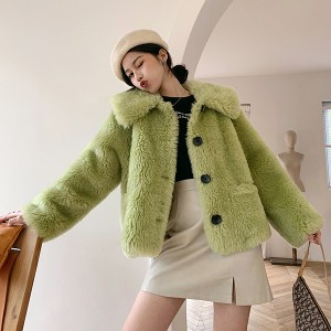 22T0010 Winter Sheepskin Woolen Fluffy Casual Fleece Jackets Teddy Coat