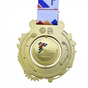 Кинеската фабрика приспособи метален медал од цинкова легура на тркачки тркачки маратонски тркач со кружен вртење со врвка