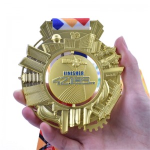 China factory customized circular spinning marathon running racer zinc alloy metal medal with lanyard