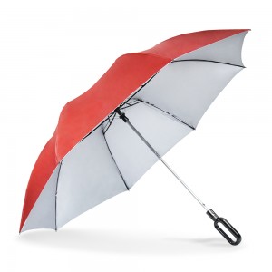 Kaitkan desain kunci pelindung matahari luar ruangan, payung lipat ganda gesper yang mudah dibawa bepergian